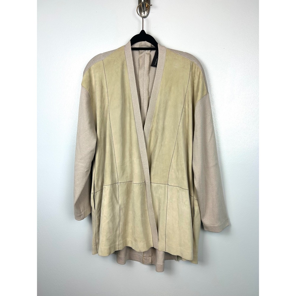 Fabiana Filippi Suede‎ Merino Cashmere Knit Cardigan Jacket Large Beige Luxury